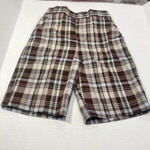 Kids Plaid Brown and Blue Shorts